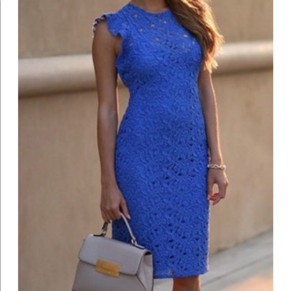 Zara Dresses & Skirts - Zara Sz Small  Blue Lace Appliqué Dress